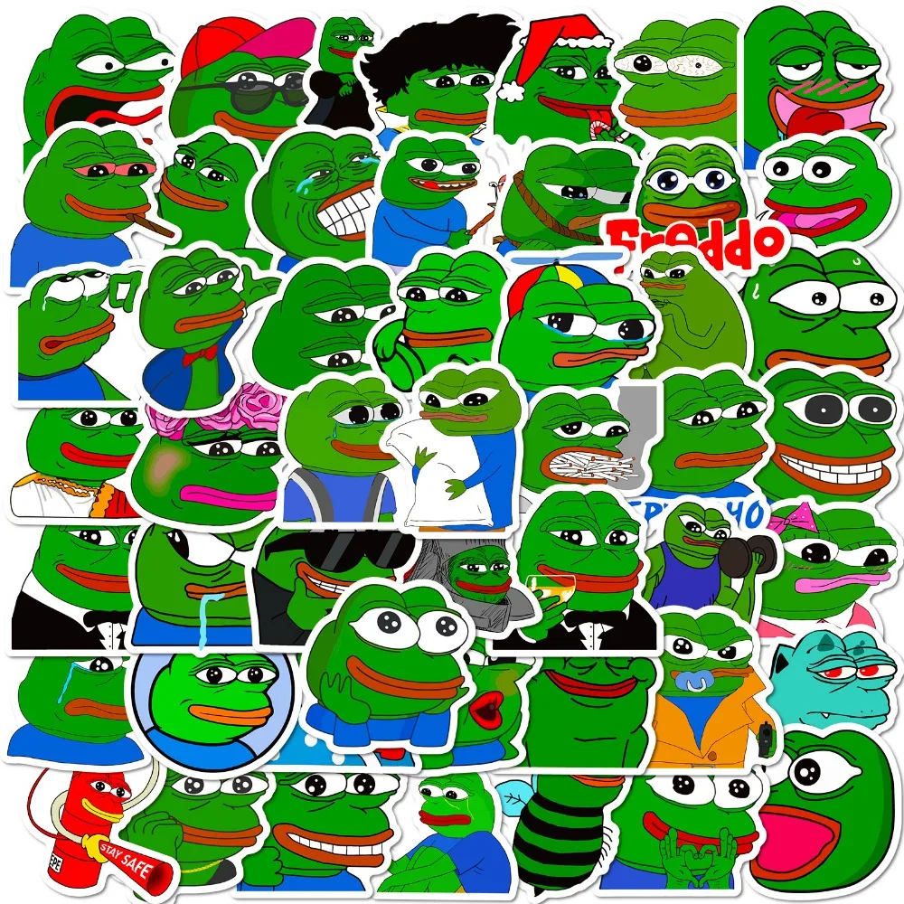 10/50Pcs Sad Frog PEPE Funny Graffiti Stickers For Phone Skateboard Helmet Car Gift Bicycle Notebook Car DIY Sticker Kids Toy