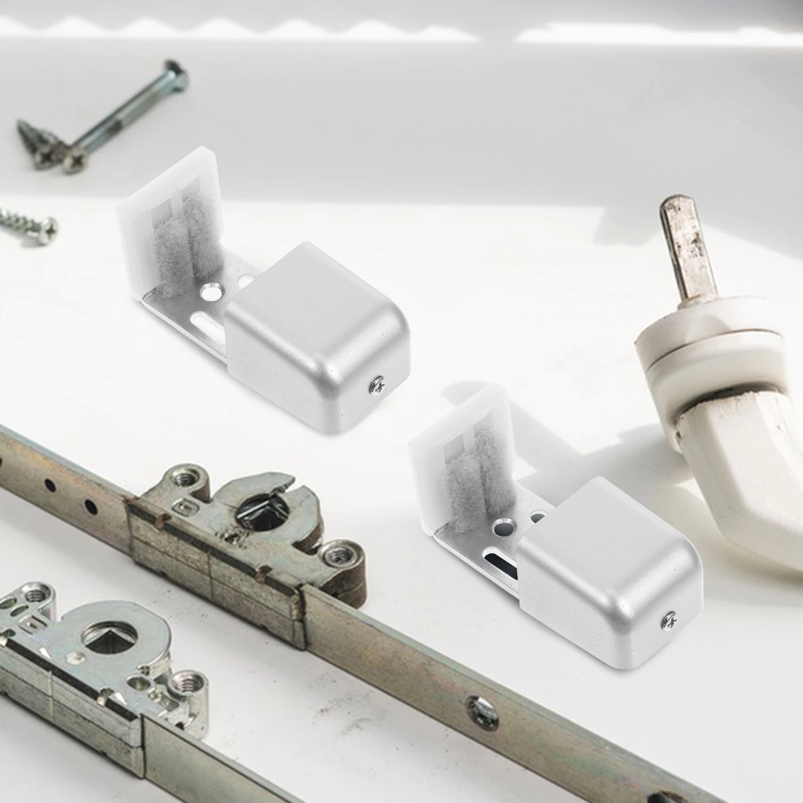 

2 Pcs Automatic Door Guide Sliding Glass Bottom Mount Bumpers Guides for Doors Adjustable Ground Wheel Stopper Wide Applications
