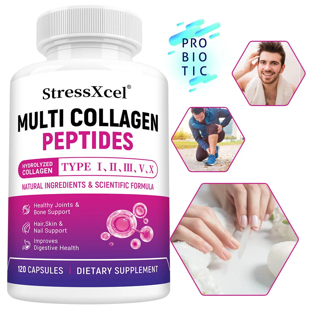 Multiple Collagen Peptides 9200mg-with Digestive Enzymes for Hair, Skin, Nails, and Joint Health, Regulates The Gut Environment