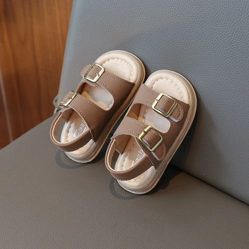 여아 여름 샌들, 리본이 달린 캐주얼 솔리드 컬러 프린세스 플랫 바닥, 노출된 발가락 로우 컷, 솔리드 컬러 소재, 미끄럼 방지 봇