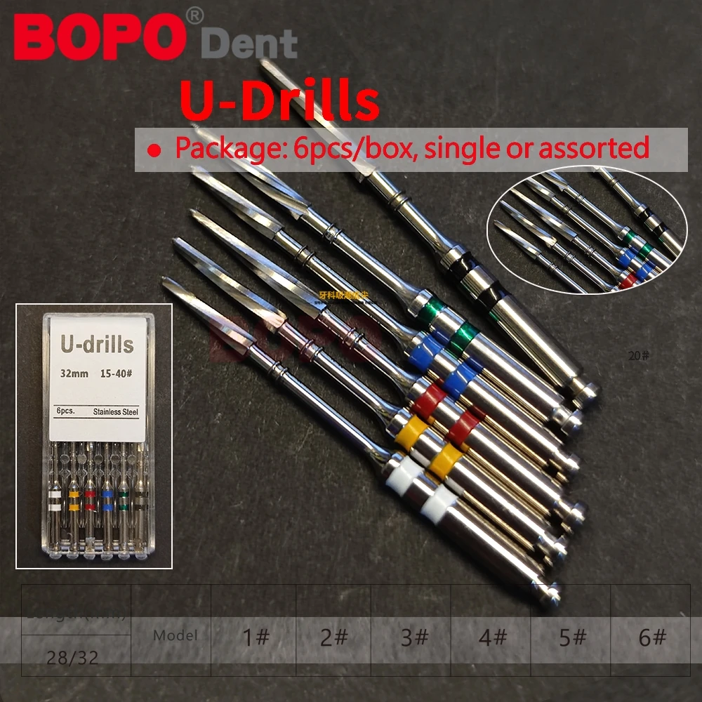 6Pcs/Box Dental Engine Use Endodontic Gates Drill Glidden Rotary 28mm/32mm #1-6 Stainless Steel Endo Files Dentist Tooldentistry