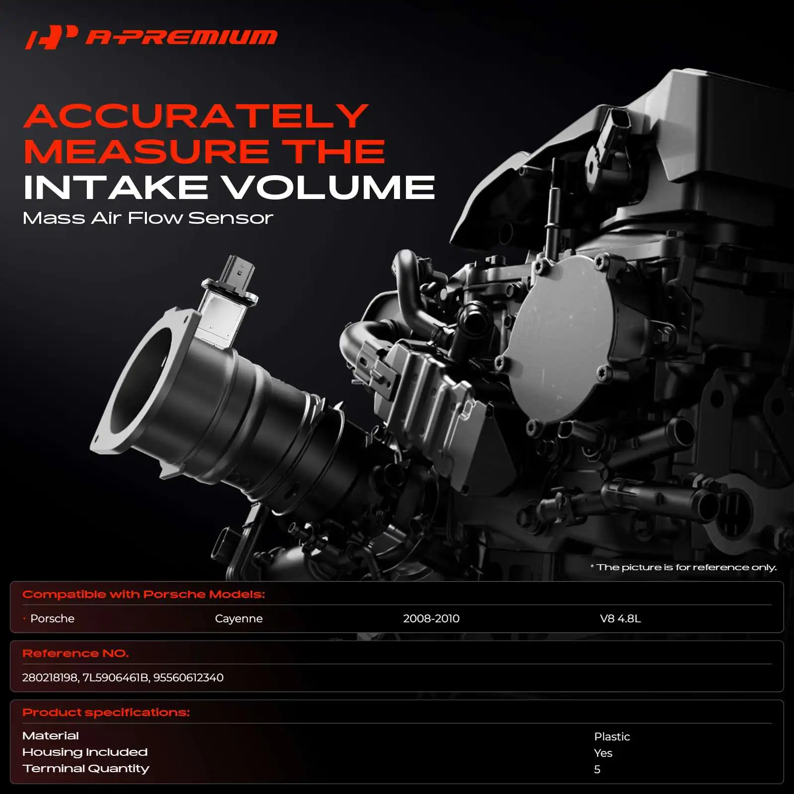 A-Premium Mass Air Flow Sensor Assembly (MAF) with Housing for Porsche Cayenne 2008-2010