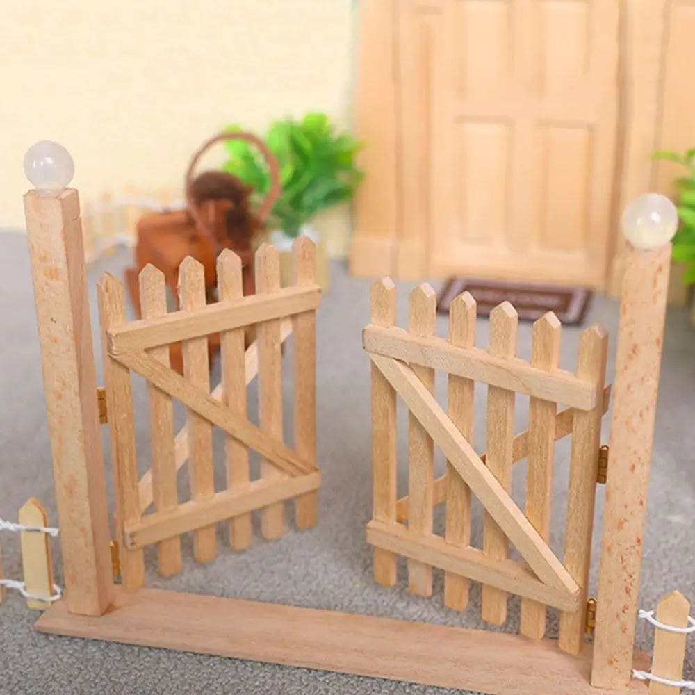 1:12 Schaal Poppenhuis Hek Deur Decoratie Speelgoed Houten Poppenhuis Tuinmeubelen Miniatuur Accessoires Simulatie
