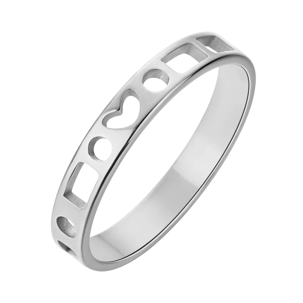 QIAMNI Fashion Morse Code Finger Ring for Women Men Stainless Steel Secret Message I Love You Heart Rings Couple Jewelry Gift