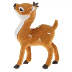 Miniature Realistic Standing Animal Reindeer Elk Small Deer Doll Toy Christmas Ornament Home Party Decor