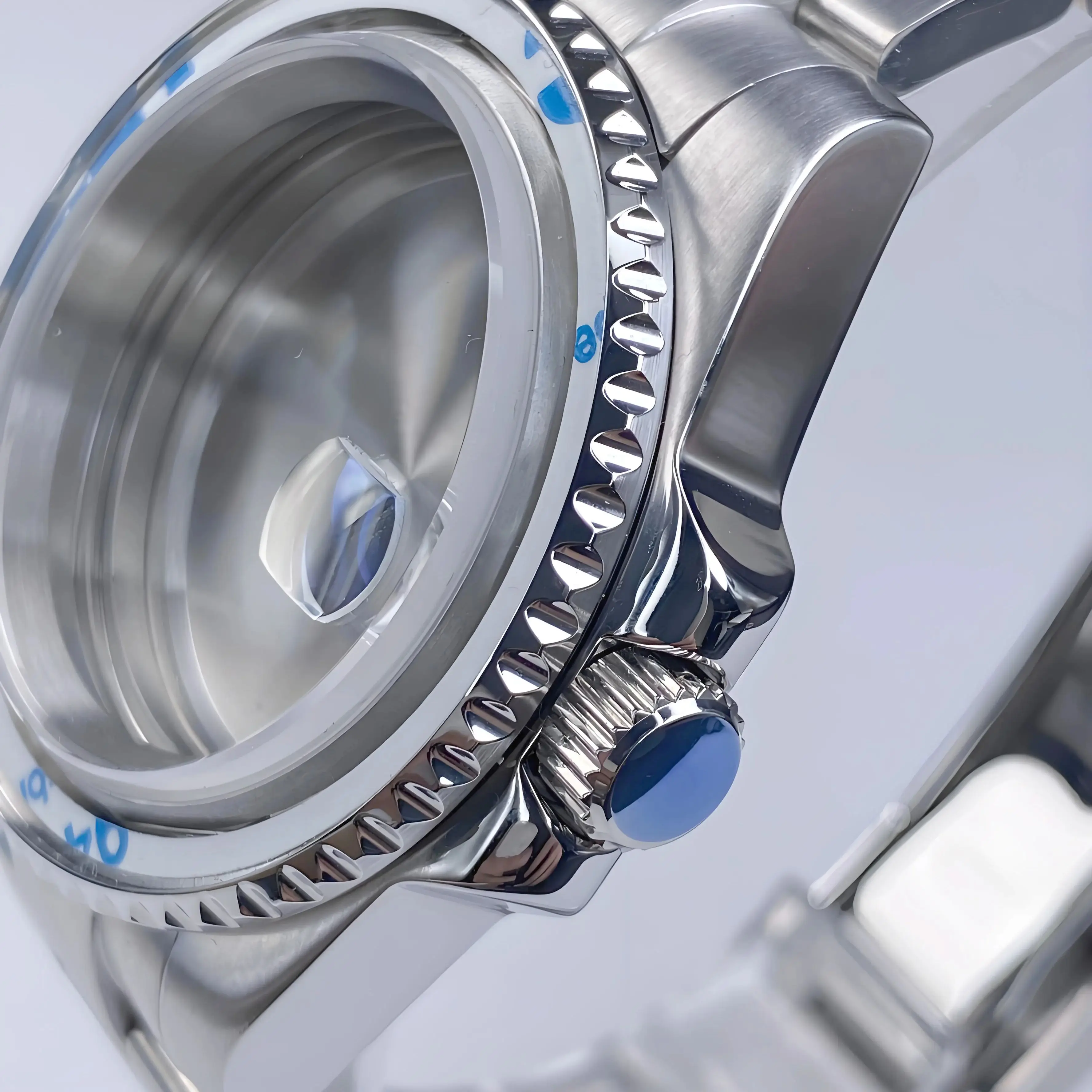 NH35 40mm Sliver Watch Case with Sapphire Crystal 120 Click Compatible with NH34/NH35/NH36 Movements Water-Resistant 28.5mm Dial image 3