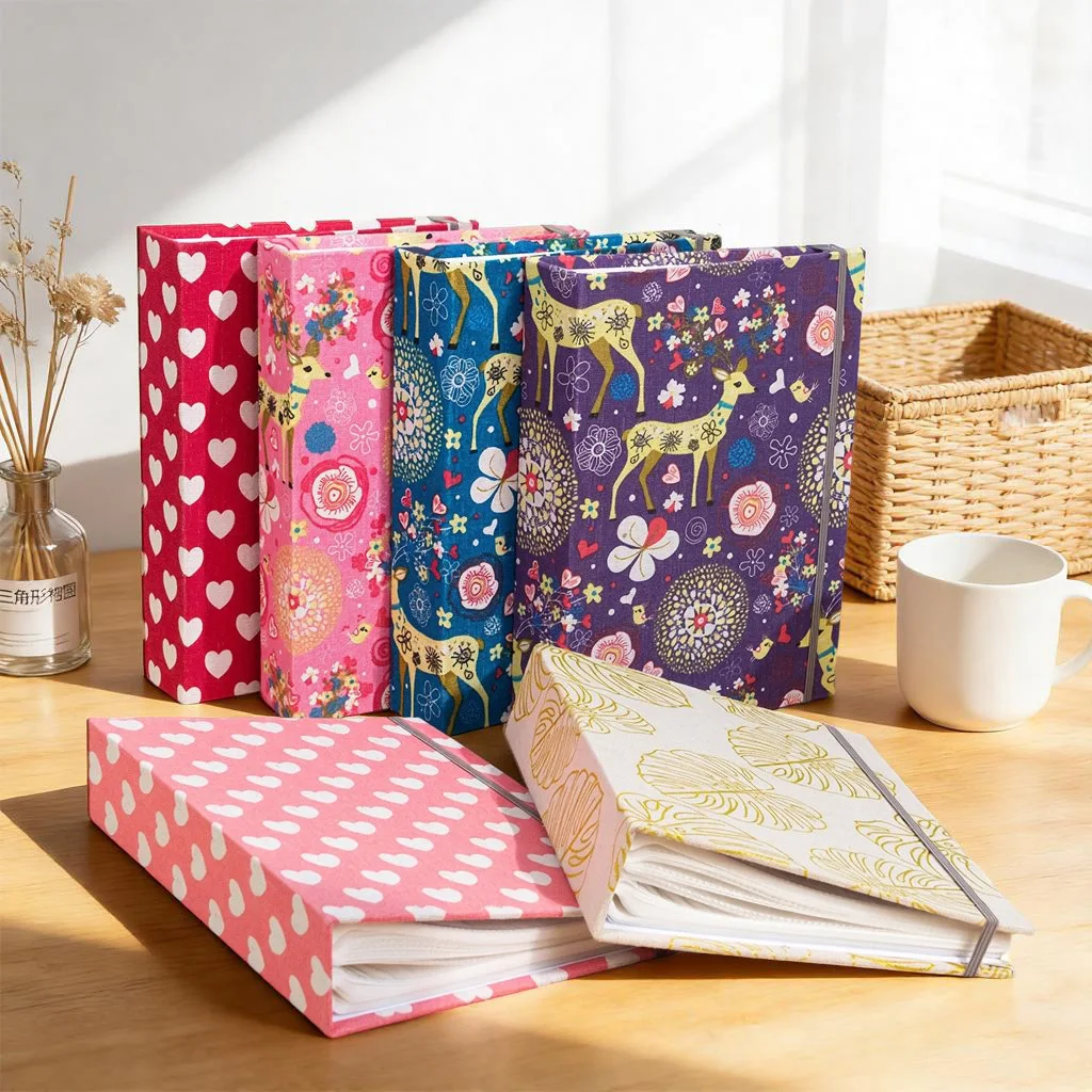 Linen Fabric Tie Photo Album, Plum Blossom Deer Heart Pattern, Insert Type Album Book, Holds 200 Pcs 6-inch Photos