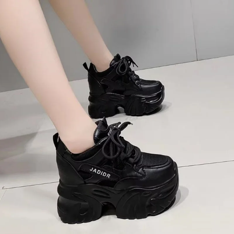 High Heels Chunky Sneakers Women Autumn Fashion Height Increasing Casual Shoes Woman Mesh Platform Vulcanize Shoes view 6