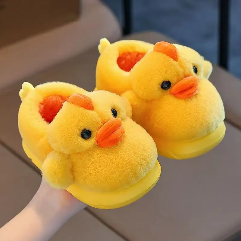 Children Winter New Lovely Cartoon Cotton Slippers Boys And Girls Soft Sole Thicken Plush Keep Warm Cover Heel Home Cotton Shoes