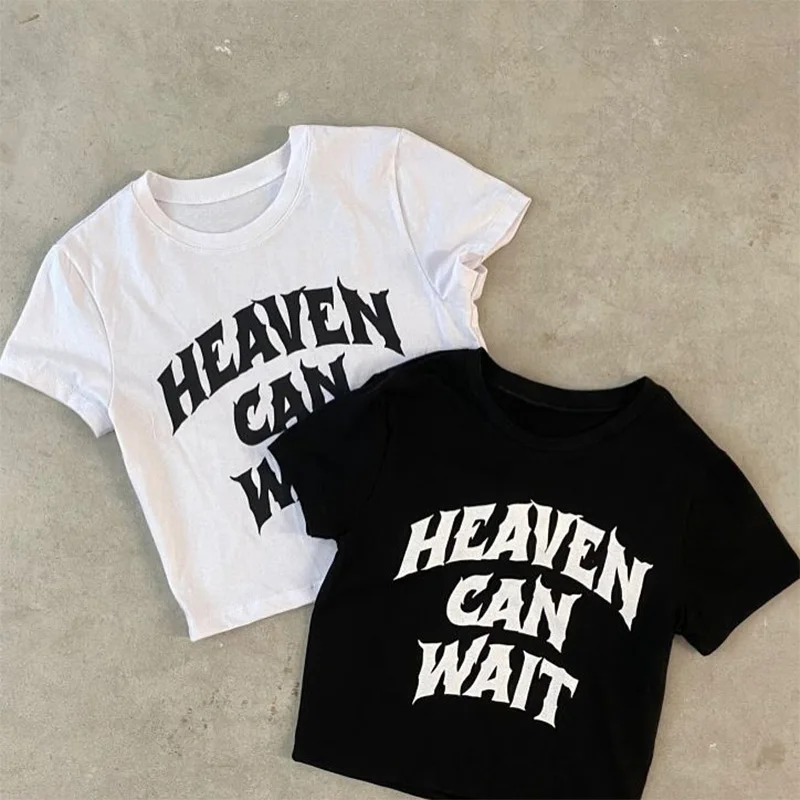 Y2k T-Shirt Crop Tops Short Sleeve Tee Harajuku Slim Streetwear Summer Sexy Gothic 2000s Graphic Korean Popular Woman Clothing