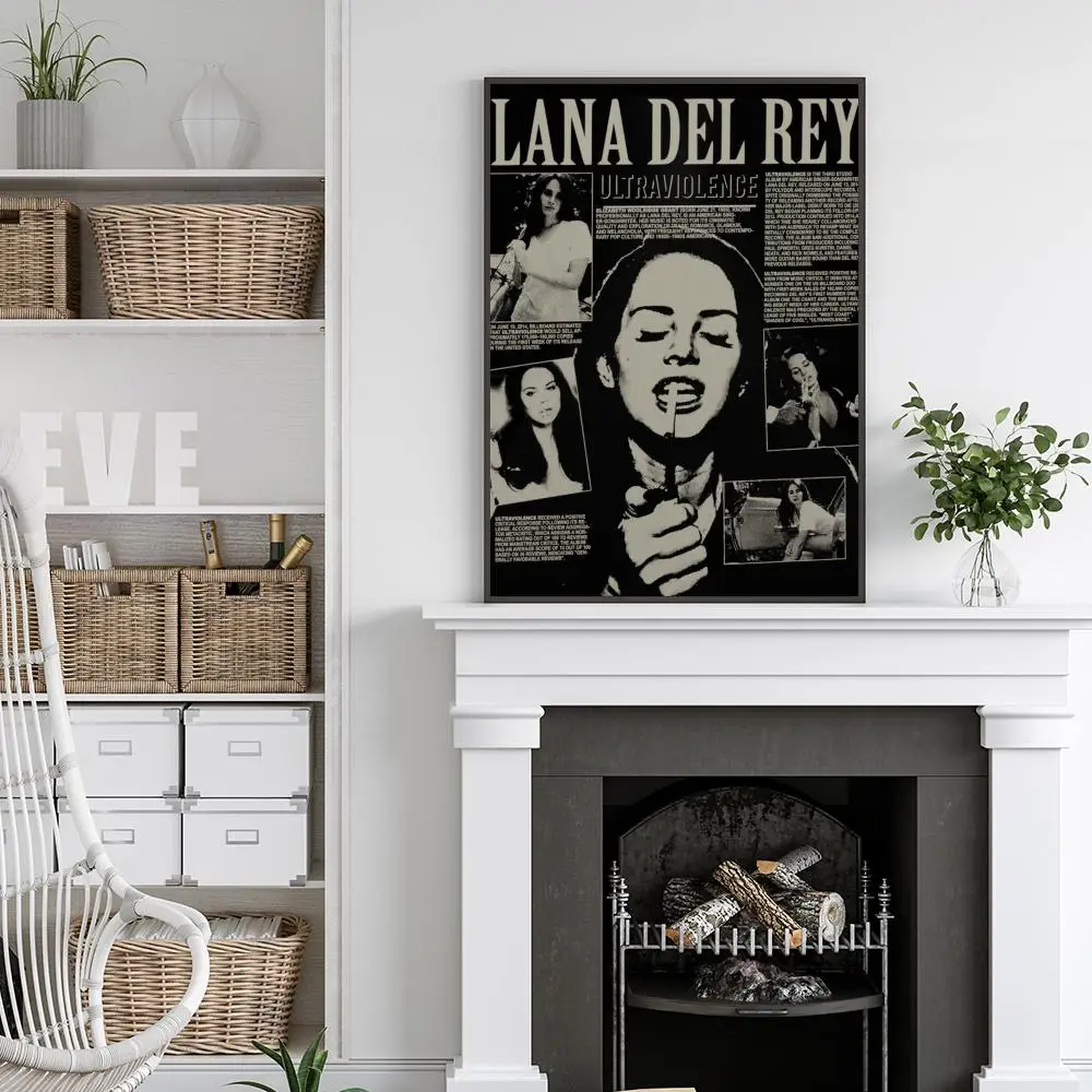 Singer Lana Del Rey Classic Anime Poster Fancy Wall Sticker for Living Room Bar Decoration Decor Art Wall Stickers