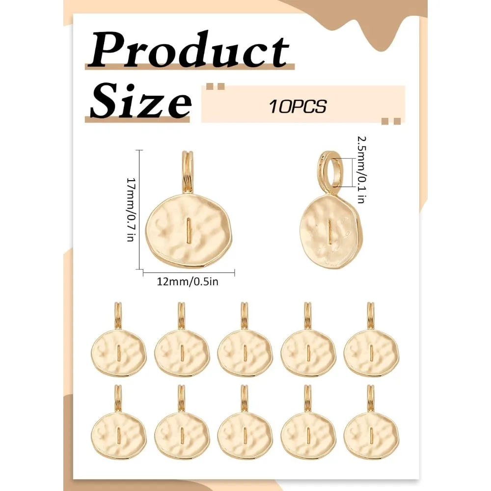

10Pcs Letter I Charms Round Letter Pendant Charms Initial Pendant for Jewelry Handmade Making Supply Gifts DIY Making Necklace