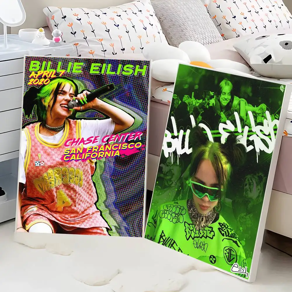 Hot Singer B-Billie E-Eilish Movie Sticky Posters Whitepaper Sticker DIY Room Bar Cafe Posters Wall Stickers