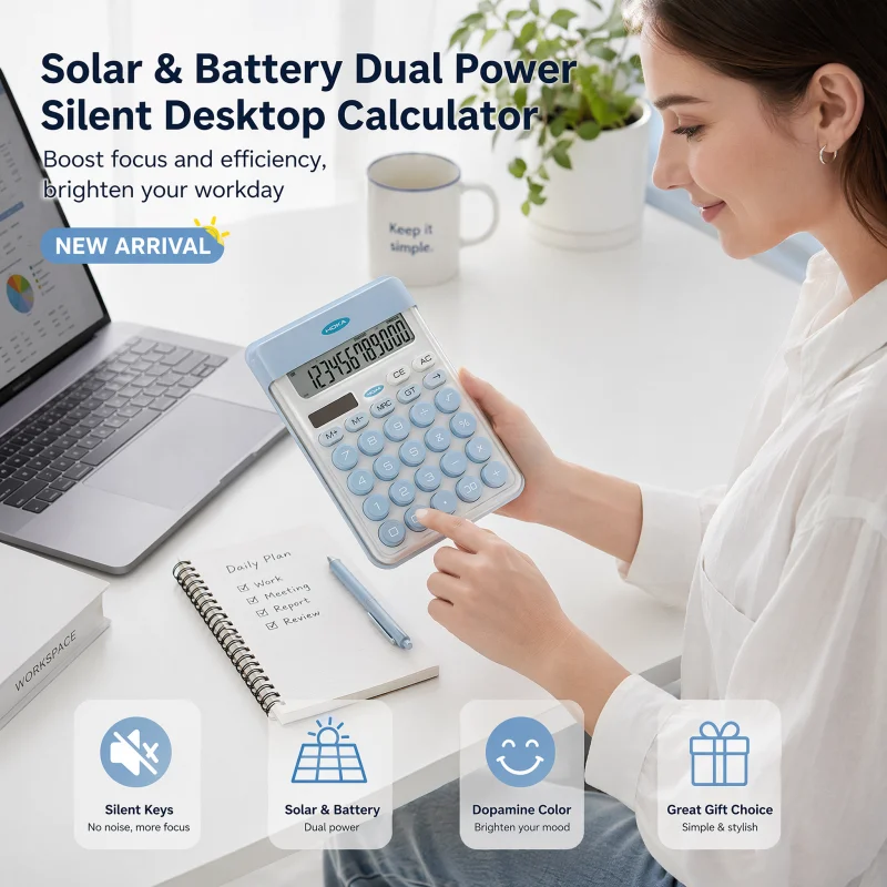 Calculatrice Solaire Double Usage Dopamine à Touches Flexibles Silencieuses, Calculatrice Financière Spéciale Haute Valeur pour Étudiants et Usage au Bureau