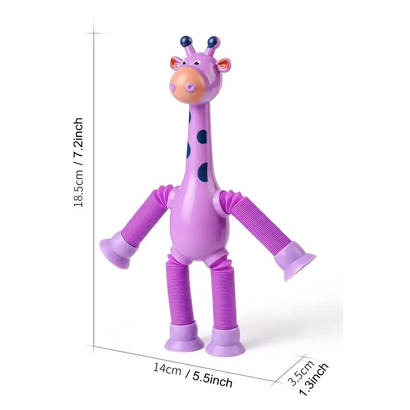 50pcs Cute Giraffe Robot Shape Pop Tube Sensory Fidget Poptube Twist Tubes Toy Stretch Telescopic Straw with Sucker