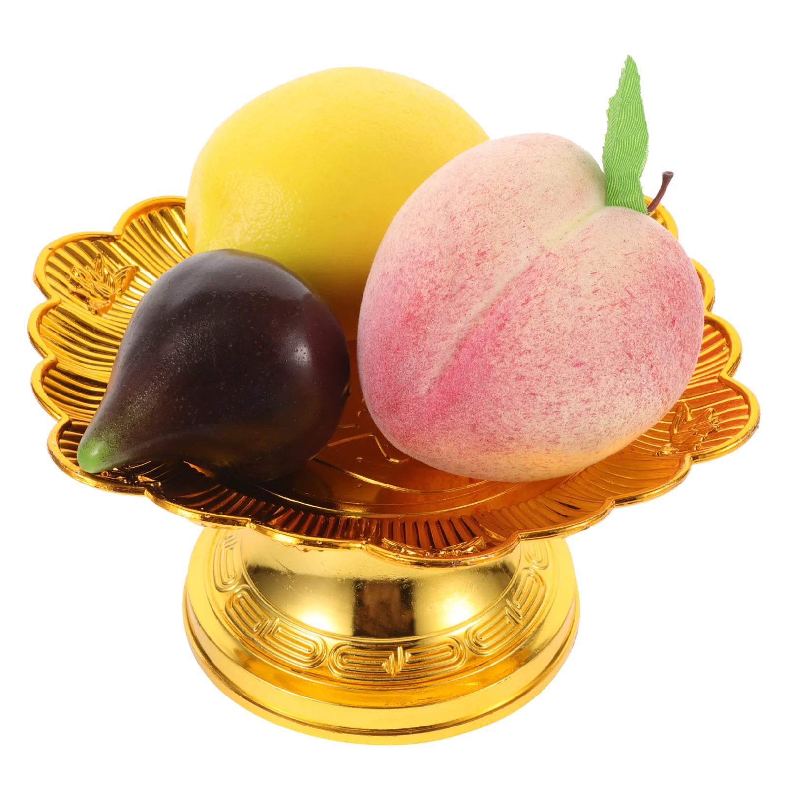 Vintage Golden Lotus Offering Plate 7Inch 18Cm Buddhist Fruit Bowl Altar Ceremony Decorative Tray Lotus Flower Bowl - view 4