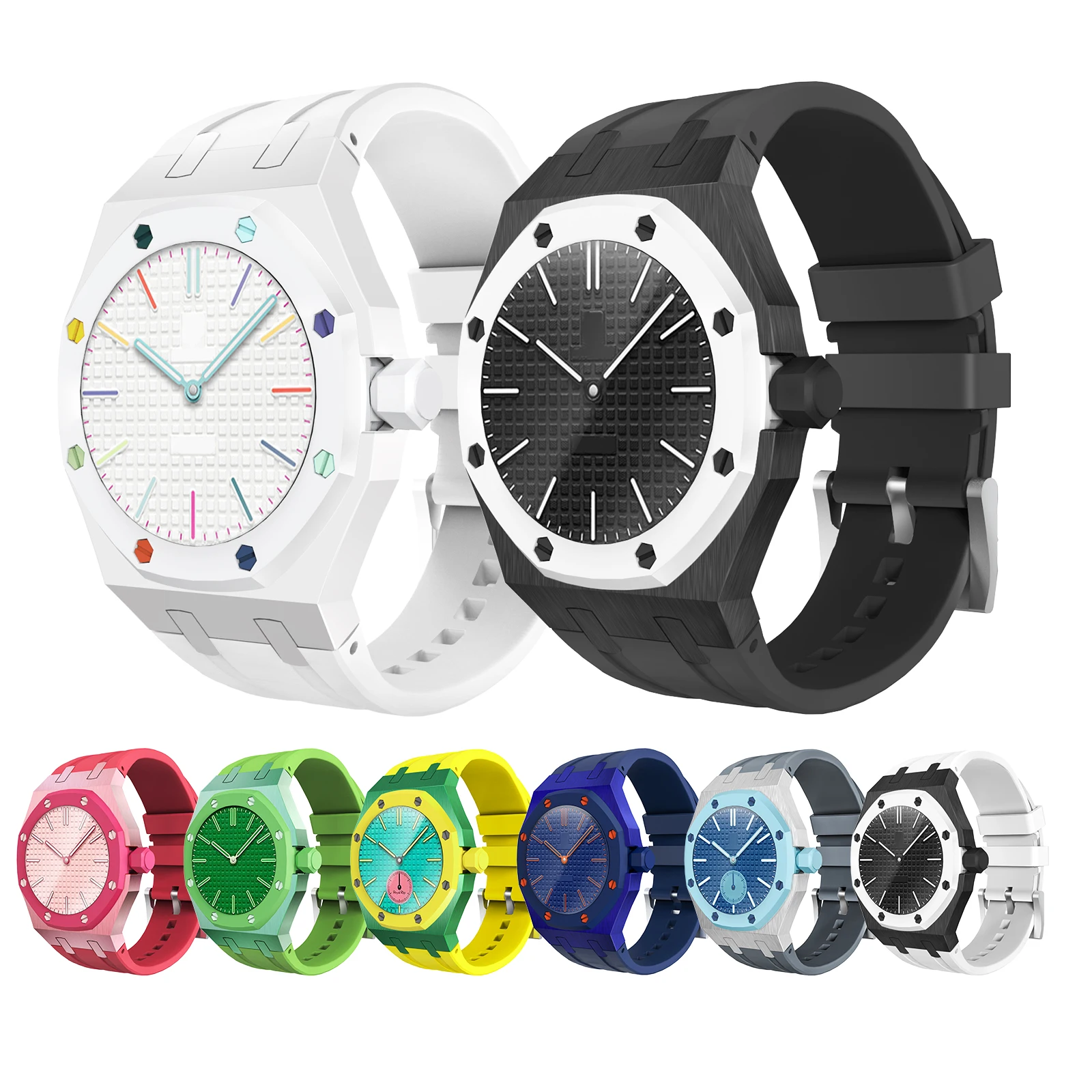 Metal Case+Silicone Strap for Swatch X AP Royal Pop Pocket Watch Changer To Wristwatch Integrated Modification Accessories