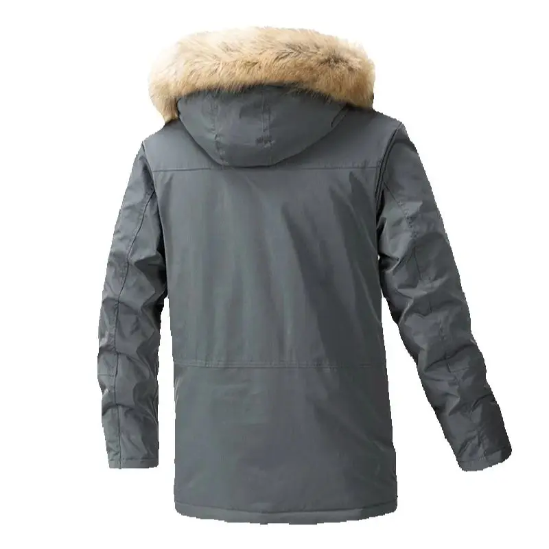 Men's Winter Waterproof Cotton-Padded Jacket Detachable Hood Mid-Length Thickened Design for Cold Weather Protection