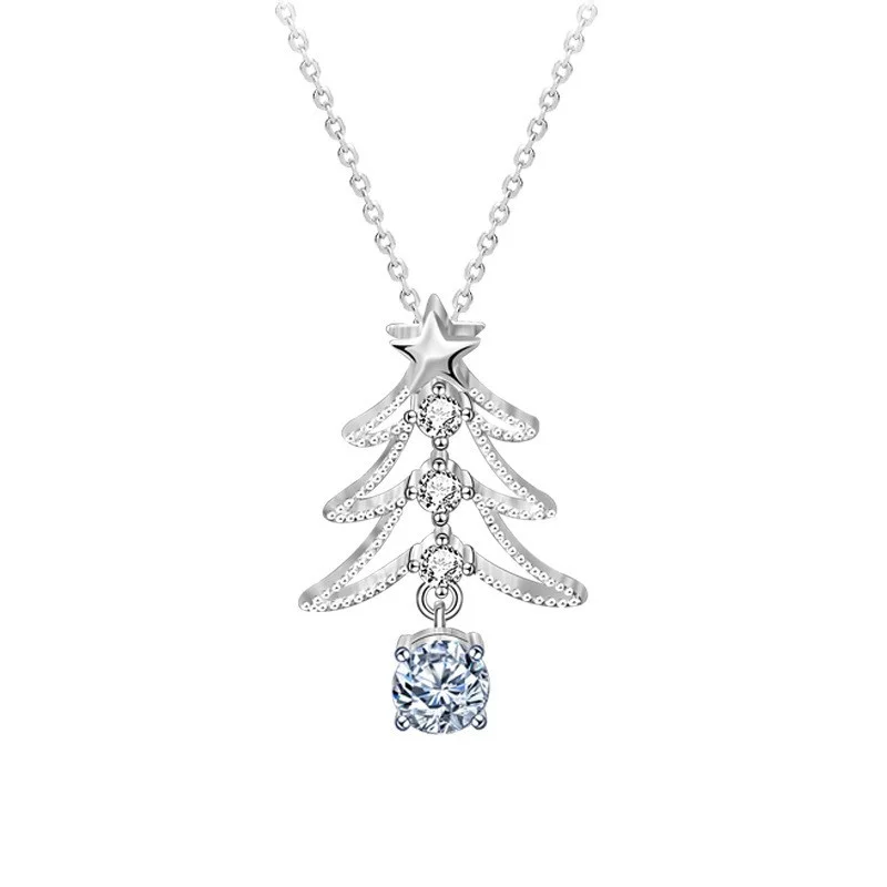 

XMZ037 Lefei Fashion Luxury Classic Moissanite Fine Design Christmas Tree Necklace For Charm Women 925 Silver Party Jewelry Gift