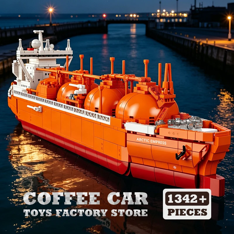 City Marine Transportation Ship MOC Blocks LNG Vessel Building Model Pink Freighter Boat Bricks Toys Home Decor Adult Gifts NEW