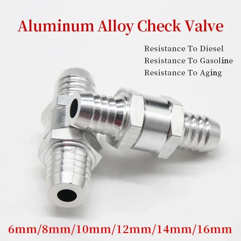 

1pcs One Way 6/8/10/12/14/16mm Valves Aluminium Alloy Fuel Non Return Check Valve One Way Fit Carburettor