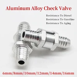 1pcs One Way 6/8/10/12/14/16mm Valves Aluminium Alloy Fuel Non Return Check Valve One Way Fit Carburettor