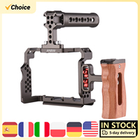 Andoer Aluminum Alloy Camera Cage Kit Camera Video Rig with Top Handle Side Wooden Grip Replacement for Sony A7R III/A7 II/A7III