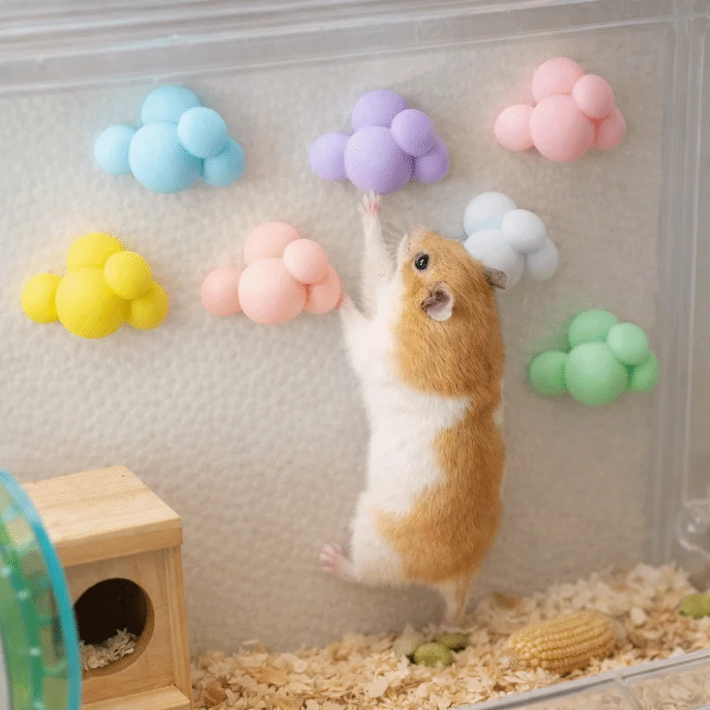 12PCS/SET Cloud Shape Hamster Climbing Platforms Colorful Mini Hamster Ladders Bite Resistant Hamster Sports Toy Hamster Cages