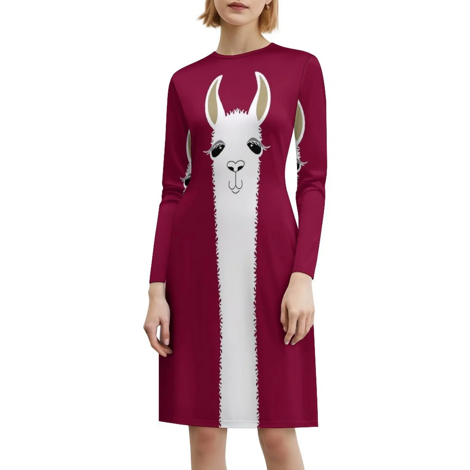 Llama Portrait #3 Women's Hip Hop Streetwear Dress Graphic Print Party Club Wear Portrait Llama Llamas Alpacas Alpaca Woman
