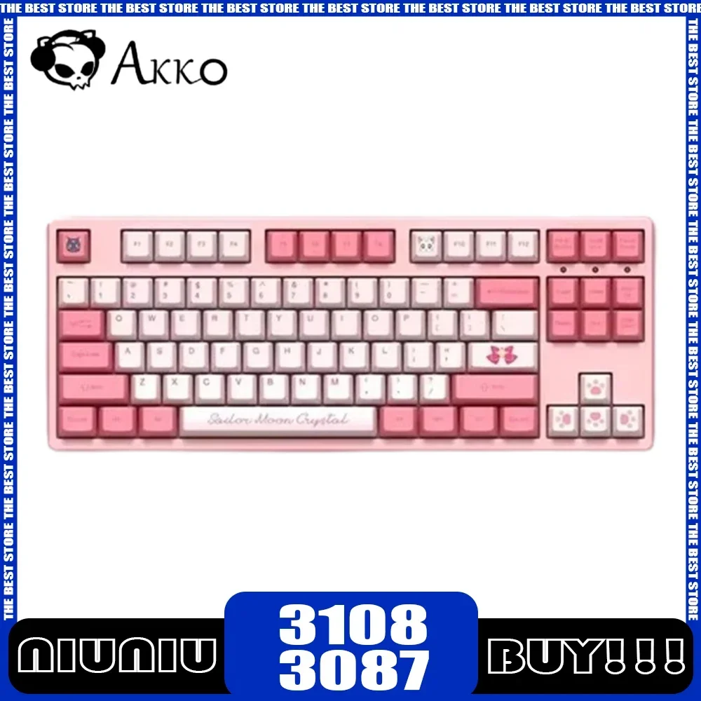 Akko 3108 3087 Sailor Moon Mechanical Keyboard Wired Rgb Backlight Customized Keyboard Hot-Swap Pink Office Pc Gamer Girls Gift