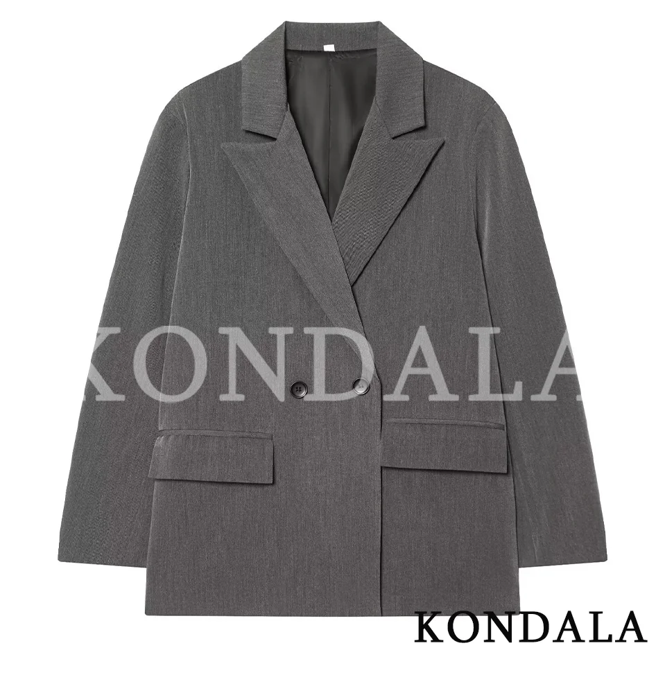 KONDALA Elegant Double Breasted Pak Vrouwen Trendy Commute Revers Blazer Jas 2026 Lente Zomer Minimalistische Kantoor Dame Blazer