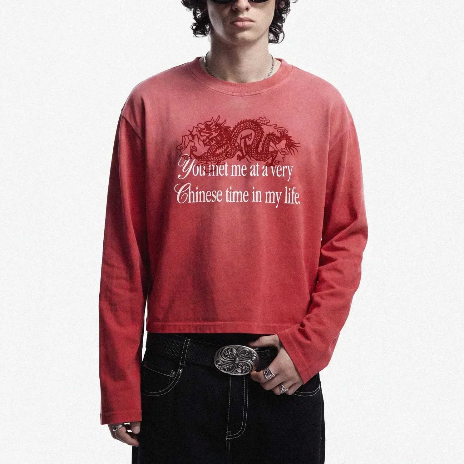 You Met Me At A Very Chinese Time in My Life 2026 Men's Women's Sportswear Autumn Breathable Long Sleeved Shirt Family Matching