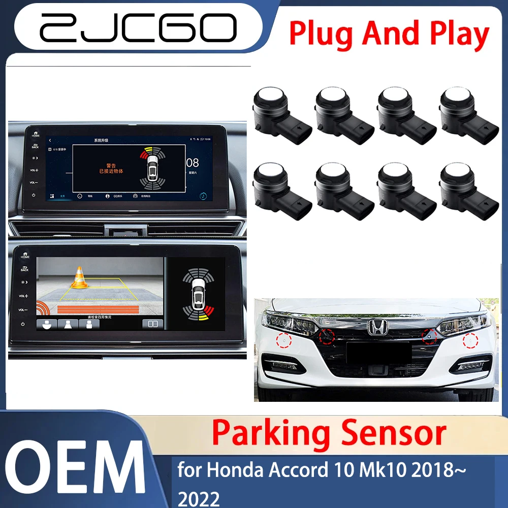 ZJCGO Car Parking Sensor 8 Sensors Buzzer Reverse Backup Radar Sound Alert System for Honda Accord 10 Mk10 2018~2022