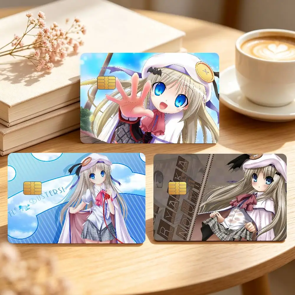 Anime L-Little B-Busters-Noumi Kudryavka Credit Card Skin Stickers For Bank Bus Metro Cards Waterproof Anti-Scratch Gift 4PCS