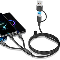 5 In 1 Fast Charging Cord For iPhone Huawei Micro USB Type C Charger Cable 1.2m Multi Usb Port Multiple Usb Charging Cord Line