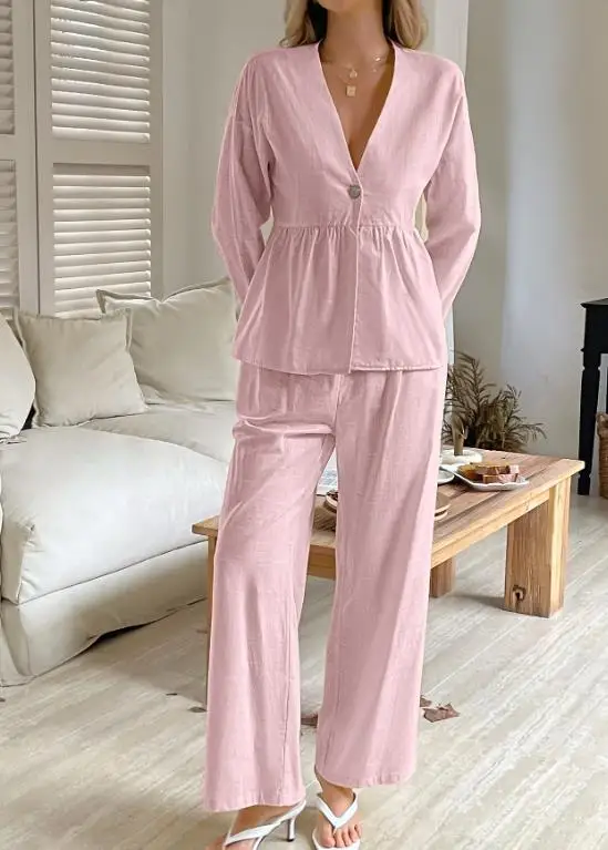 

2025 Autumn/Winter New Women's Fashion Leisure Vacation Long Sleeve T-shirt Long Pants Two Piece Set Women's Clothing