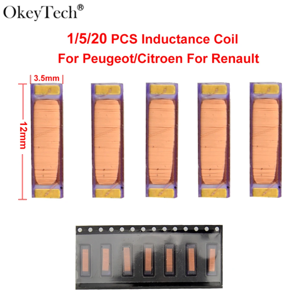 Okeytech 1/5/20pcs reparação indutância bobina transponder chip para renault para peugeot para citroen carro remoto chave 2.38mh 680p