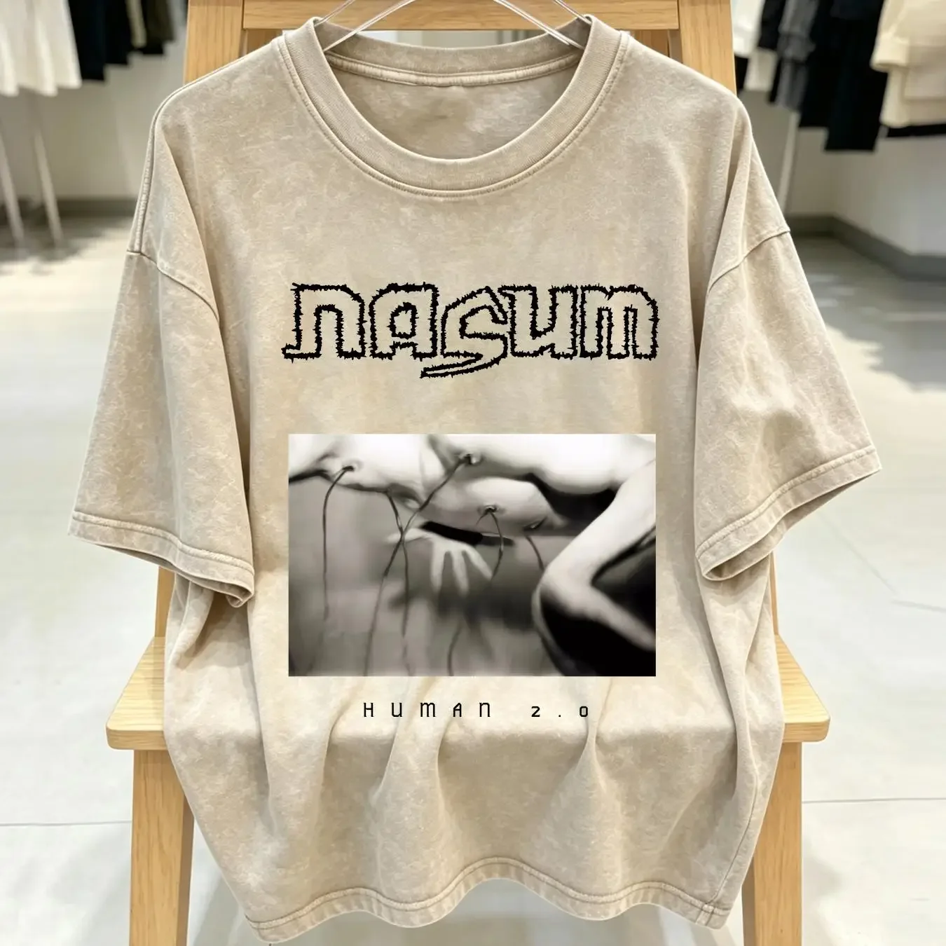 washed T Shirt nasum human 2 0 vintage Washed Unisex Soft graphic Top For Everyday Wear Stylish Versatile Breathable