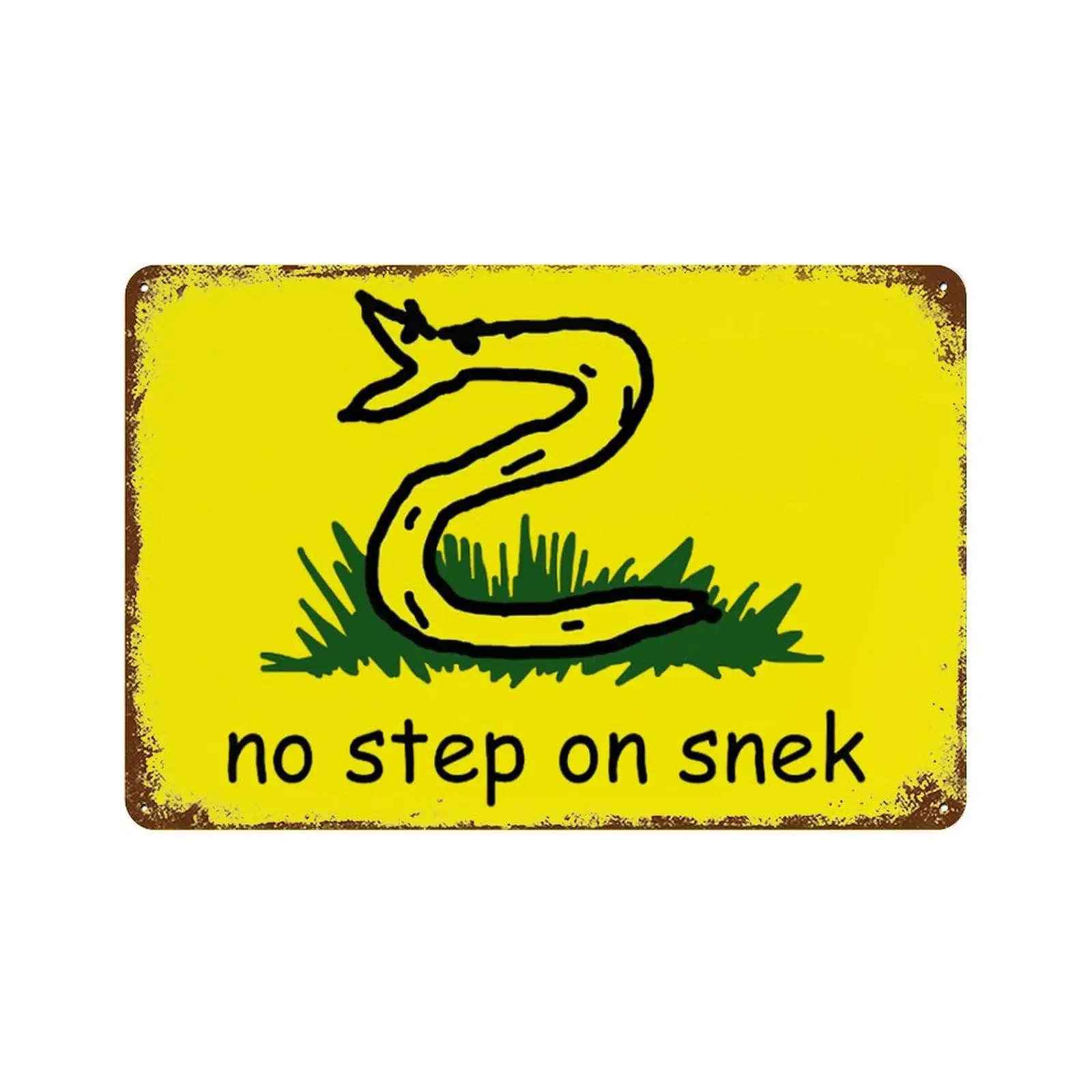 No Step On Snek Vintage Metal Tin Sign Funny Picture Art Decor for Home Office Room Wall Poster