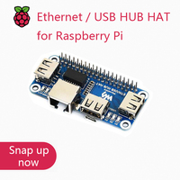 Ethernet / USB HUB HAT for Raspberry Pi, 1x RJ45, 3x USB