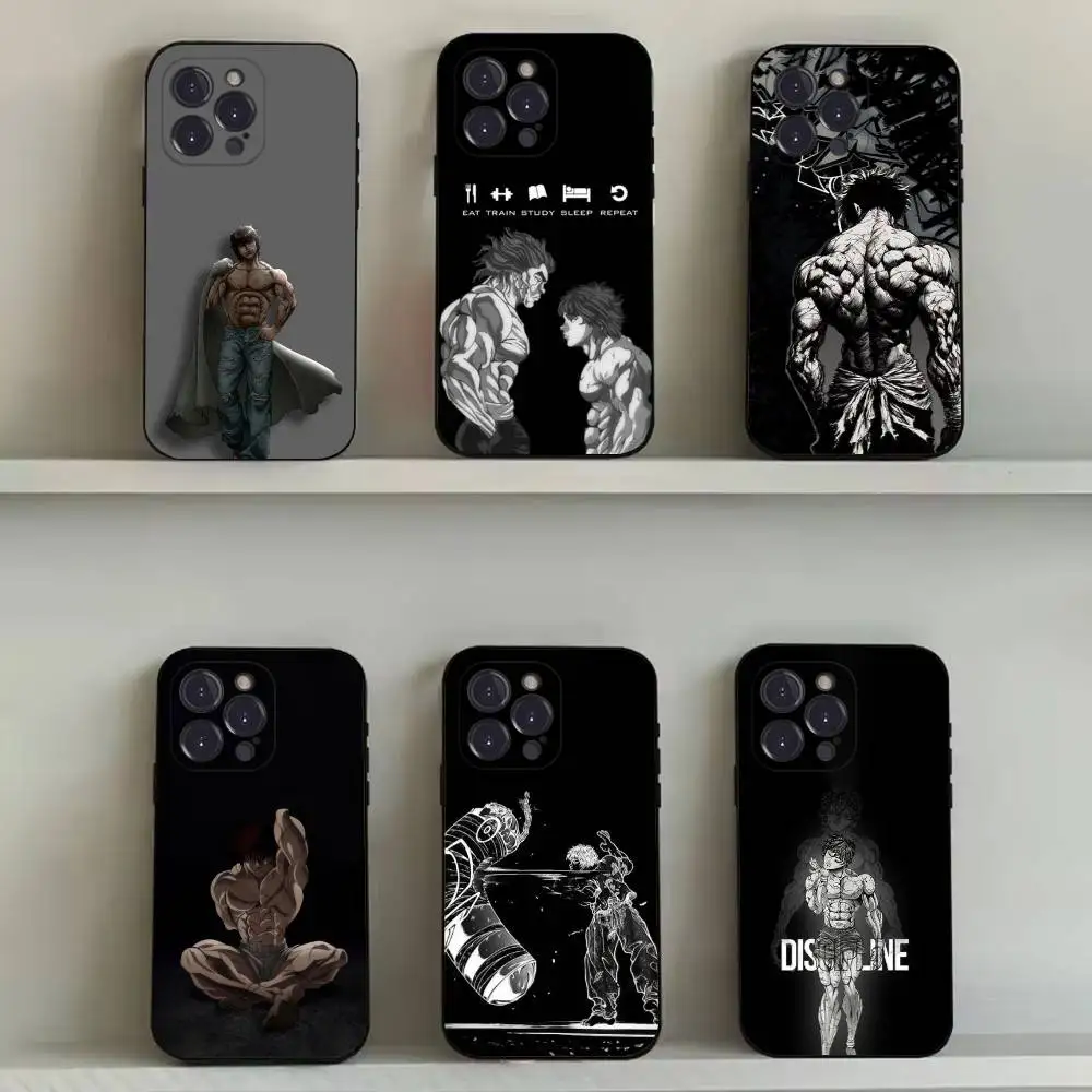 

Baki Anime H-Hanma Phone Case For iPhone 16,15,14,13,12,11,Pro,Max,Plus,X,XS,SE4,E,Mini,Soft Black Case