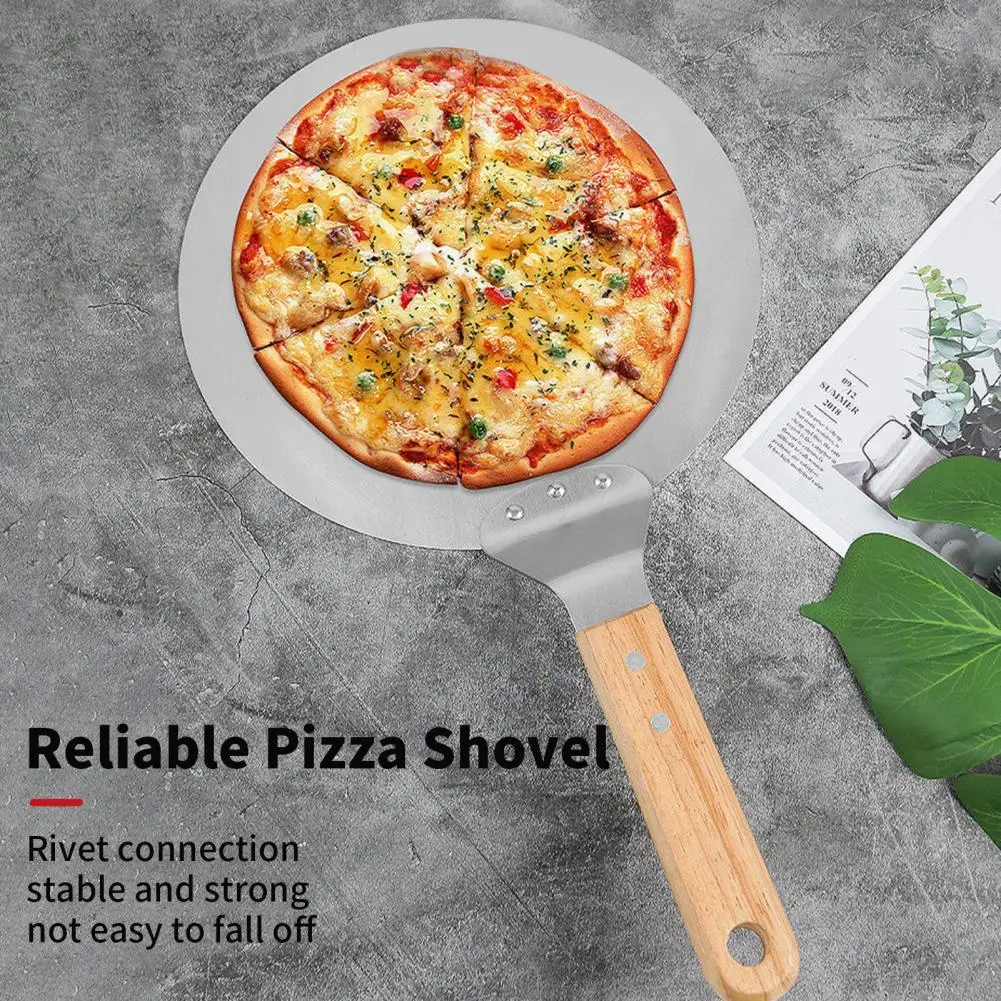 Stainless Steel Pizza Shovel Round Paddle Kitchen Oven Pizza Spatula Wide Surface Safe Baking Tools for Home Restaurant Bakery