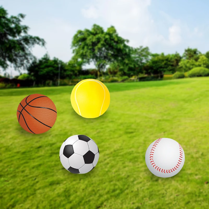 4Pcs Sponge Foam Ball Sports Toy Mini Soft Football Basketball Baseball Tennis Ball Suitable for Kid's Small Hands to Grab