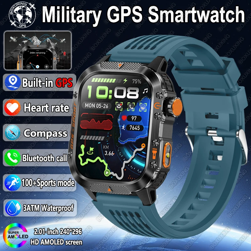 

For Xiaomi Military Outdoor Sports GPS Smart Watch Men3ATM Waterproof Compass Built-in GPS Heart rate Bluetooth Call SmartWatch
