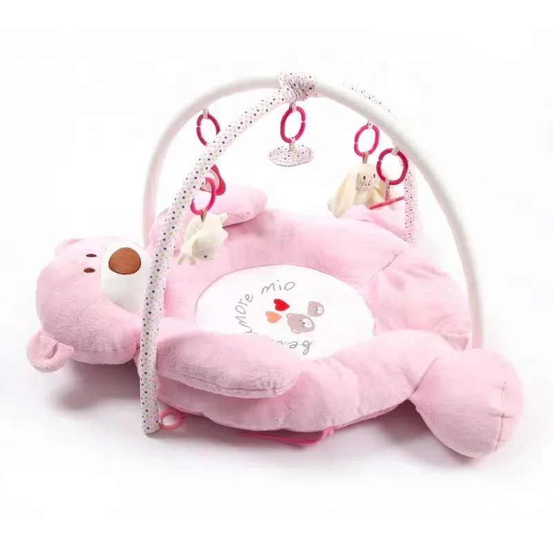 Plush Bear Design Baby Gym with Rattles In Hands Infant Activity Playing Center