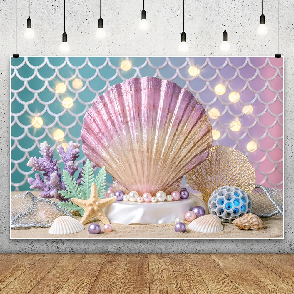 Mermaid Under The Sea Birthday Backdrop Underwater World Castle Theme Kids Party Baby Shower Decor Photography Background Banner