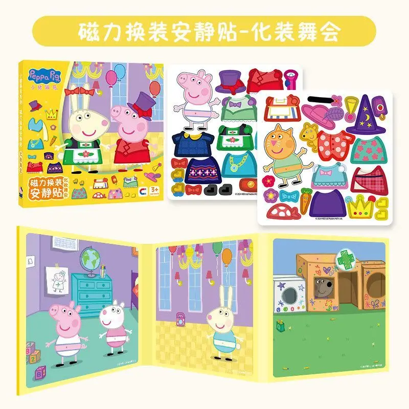Libro Magnético de Peppa Pig 2026 con Pegatinas, para Interacción Padres-Hijos, Manualidades DIY, Juguete Educativo para Cambiar Disfraces