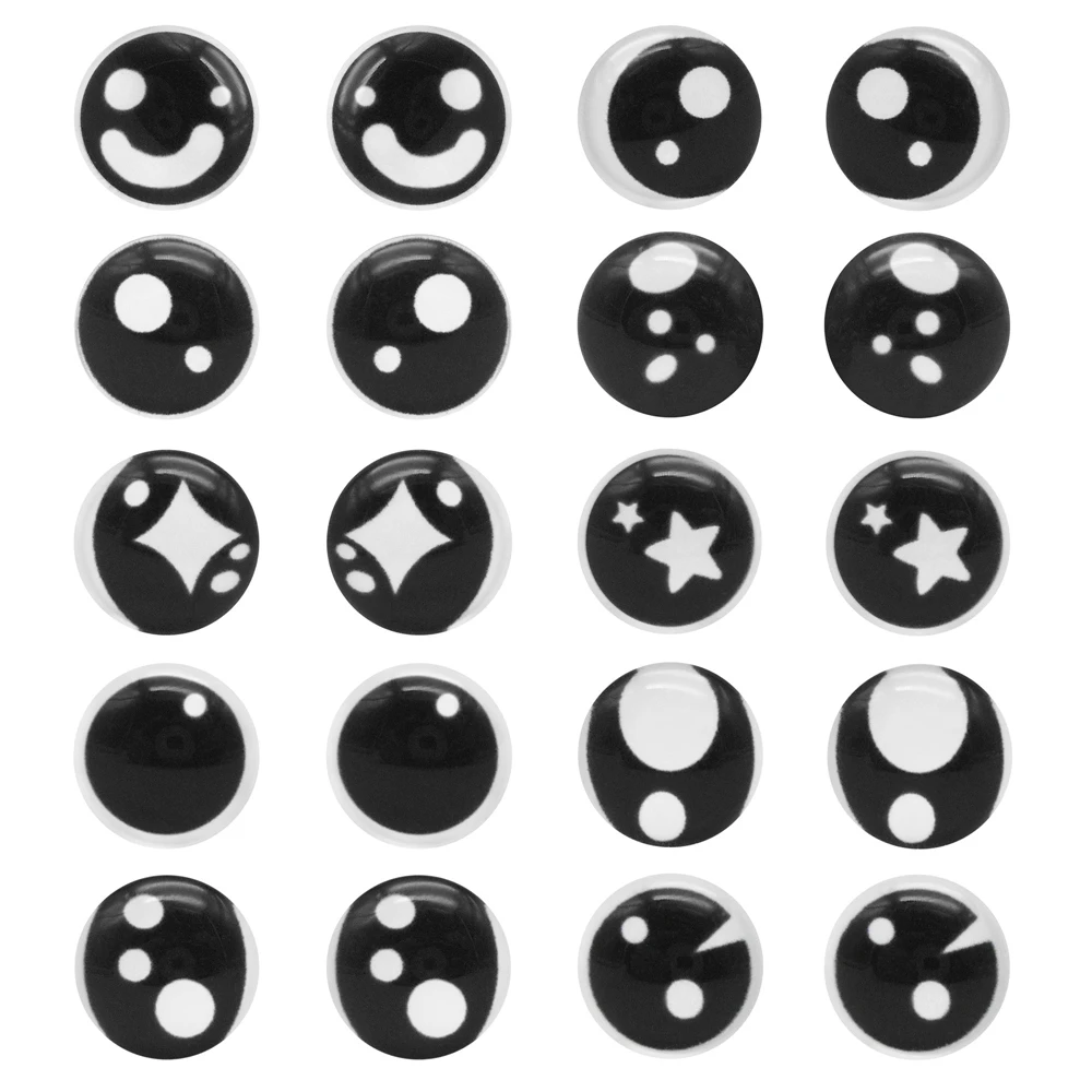 15/25pairs Dome Round Glass Cabochons Star Pattern DIY Plush Toy Eyes Flat Back Animal Doll Making Accessory 6/8/10/12mm