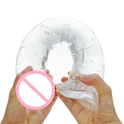 Realistic Huge Dildos for Women Soft Jelly Big Dildo Suction Cup Crystal Penis Anal Butt Plug Erotic Sex Toy for Women Adult 18