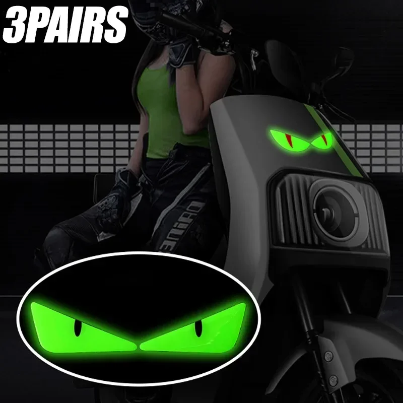 3D Luminous Cat Eye Sticker Headlight Car Motorcycle Electric Vehicle Waterproof Film Warning Decoration Decal for Suzuki UY125